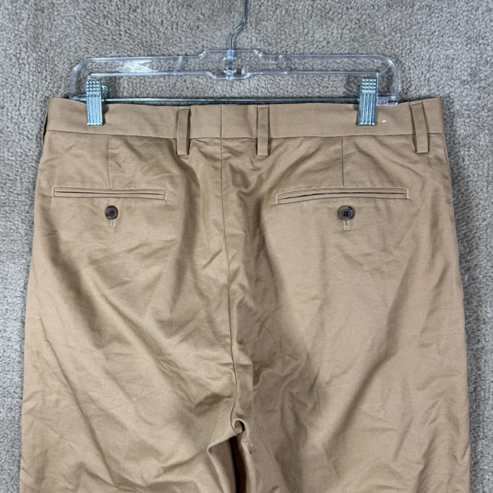 J.Crew Bedford‎ Chino Pants Mens 32x34 Khaki Tan Flat Front 100% Cotton Office